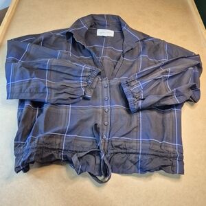 Cara Cara Navy and Light Blue Plaid Shirt